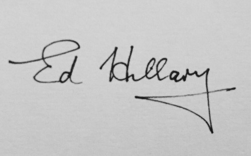 sir edmund hillary hand signed white card - ascent of mount