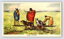 Postcard Andrew Standing Soldier Native American Indian Painting Ready Move 1949