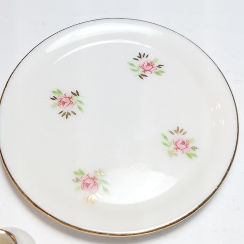 Juego de té de porcelana en miniatura estampado rosa adorno dorado 10 piezas de Rice Products - Imagen 10 de 12