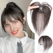 3D Bang Clip in on Bangs Remy Human Hair 360 Cover Wispy Topper Bangs for Women