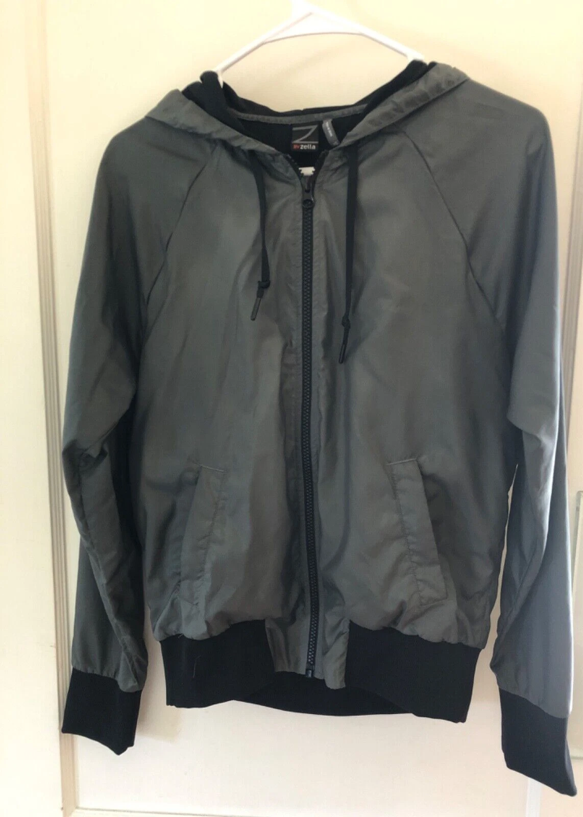 Zella Womens XS Gray Black Full Zip Lightweight Active Hike Run Casual Hoodie