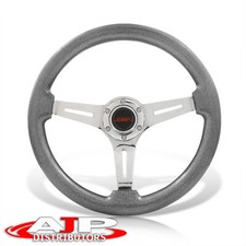 Gray Wood Silver Steel Deep Dish Universal Jdm Sport 14 350mm Steering Wheel