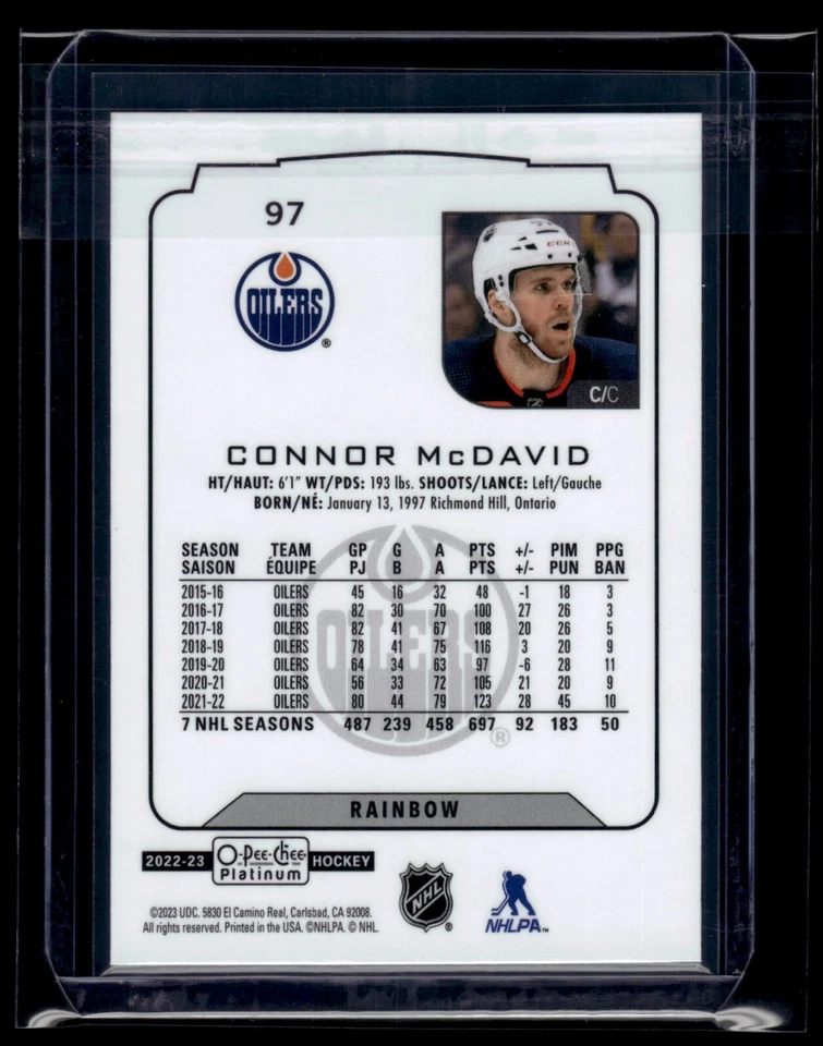 2022 O-Pee-Chee Platinum OPC Rainbow #97 Connor McDavid Oilers QTY - Image 2 of 2