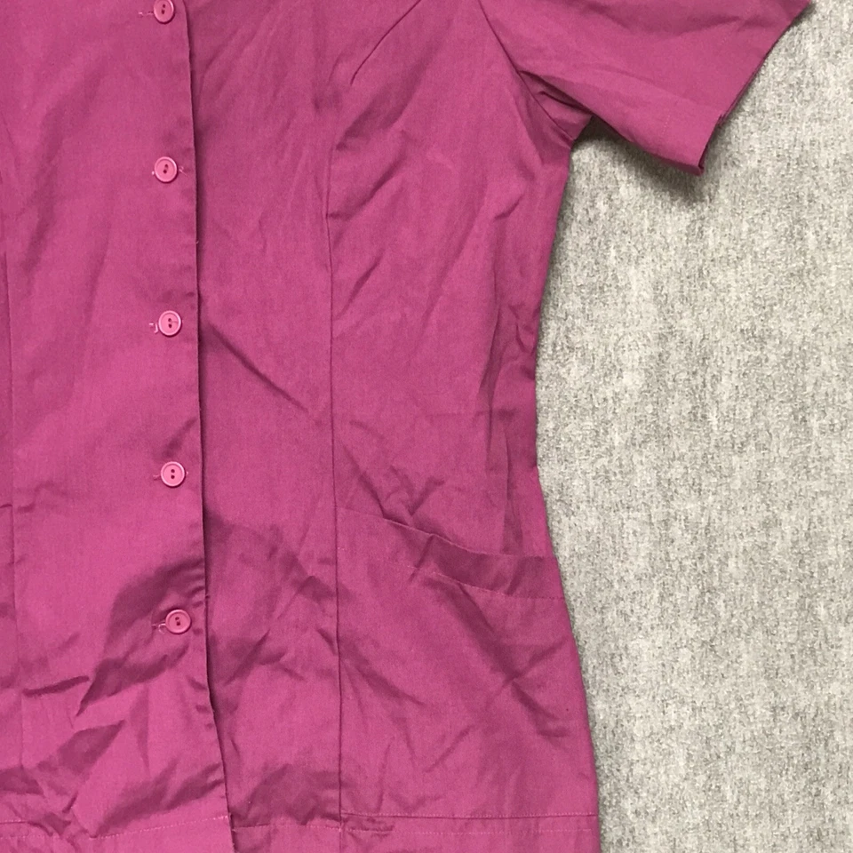 Peaches Scrub Top Womens Medium Purple Short Sleeve Pockets Button Tie Uniform - Image 4 of 4