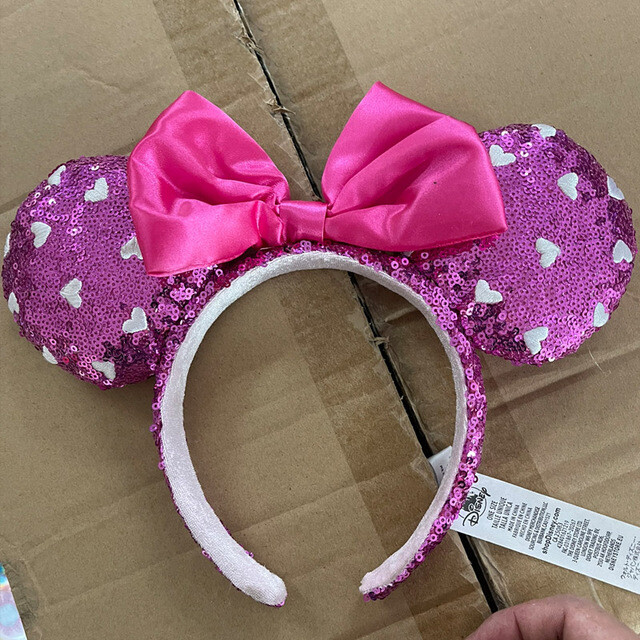 Disney Parks Authentic Ears Headband Minnie Pink and White Hearts Valentines s-l400.jpg main image 2