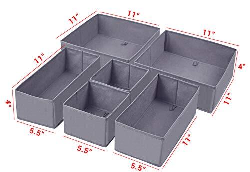 Dresser Drawer Organizer, Foldable Cloth Storage Box Closet 6pack Solid Grey - Bild 3 von 6