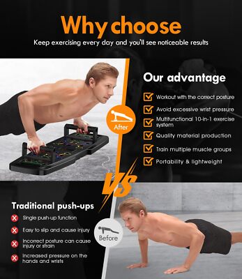 Foldable Push-Up Board With Counter – Portable Home Gym Equipment For Chest, Shoulders, Back & Arms, Includes Resistance Bands