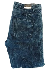 Gray Earth Acid Wash Indigo Jeans Men's 40x32 Thigh Zippers Distressed Bootcut