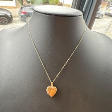 1.7g Hallmarked 1994 Solid Gold Love Heart Locket Pendant Chain Necklace 9ct 375