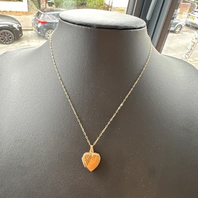 1,7 g gepunzt 1994 massiv Gold Liebe Herz Medaillon Anhänger Kette Halskette 9 kt 375