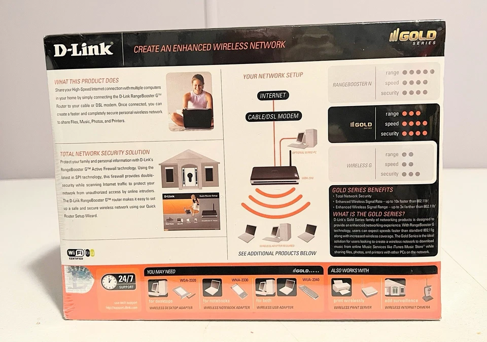 D-Link RangeBooster WBR-2310 108 Mbps 4-Port 10/100 Wireless G Router (WBR-2310) - Image 3 of 4