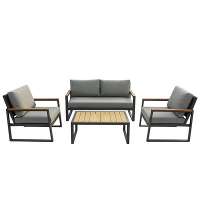 Gartenmöbel Lounge Outdoor Lounge Sitzgruppe Set 4tlg Balkon Lounge Taupe Sahara