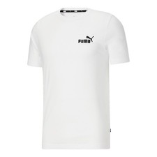 PUMA Essentials Embroidered Crew Neck Short Sleeve T-Shirt Mens White Casual Top