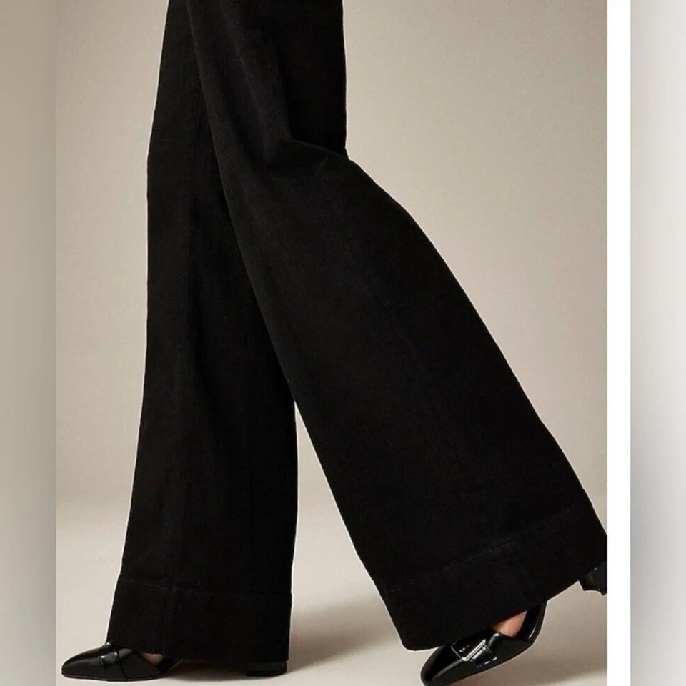 NWT J.Crew 1996 High-Rise Wide-Leg Black Denim Trouser Jeans – Size 30 Tall - Image 2 of 4