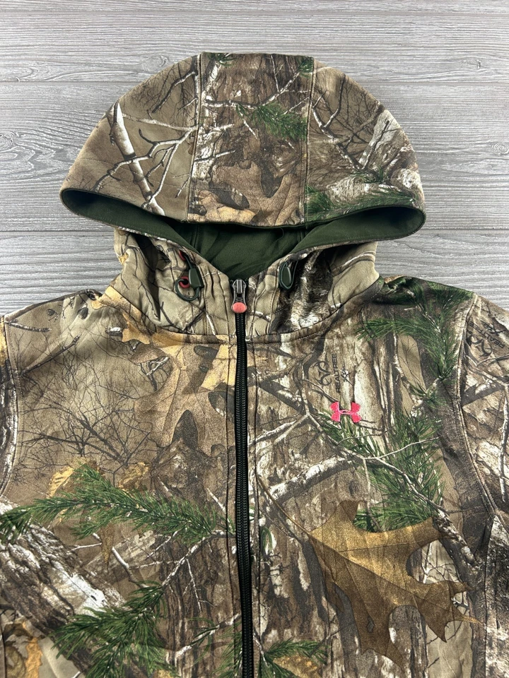 Under Armour Women’s Camo Full Zip Hoodie Jacket Medium Realtree Pink Logo Small - Image 3 of 4