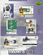 2002 UPPER DECK HONOR ROLL FOOTBALL PROMO SELL AD SHEET Peyton Manning Favre