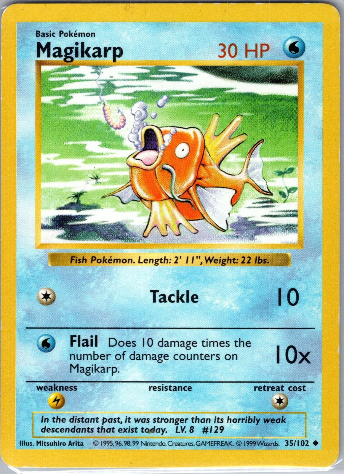 Magikarp 35/102 Uncommon Base Set Shadowless Pokemon Unlimited Lightly Played