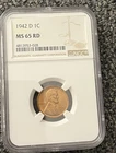 1942-D Lincoln Wheat Penny NGC MS-65 RD