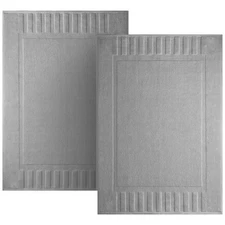 Luxury Bath Mat Floor Towel Set - 100% Cotton 22x34, 2 pack, Light Gray