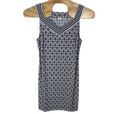Talbots Effortless Jersey Dress Womens XL Linear Fans Navy Blue Vacation Resort