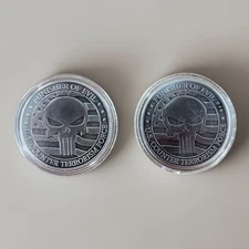 *Lot of 2* Punisher Of Evil Souvenir Coins Golf Ball Marker Poker Card Protector