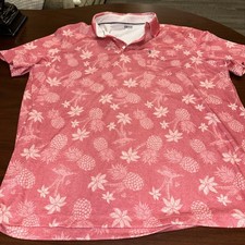 Izod Saltwater Mens Polo With Pineapple and Palm Tree all Over Size XL