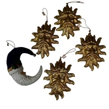 Celestial Sun Face Ornaments Moon Face Ornament Holiday Decor Set whimsical