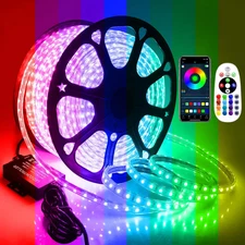 147F LED Strip Rope Light Waterproof Multi Color Changing, Flexible w/ Remote