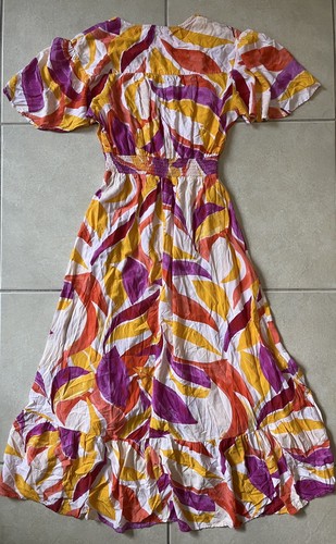 Abito prendisole Anthropologie Abel The Label stampa multicolore taglia M ciao lo rayon - Foto 9 di 11