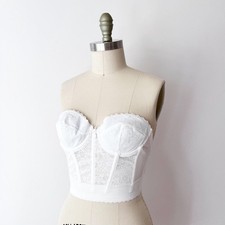 Jezebel Renee of Hollywood Bustier White Lace Vintage Strapless Corset 36A 500