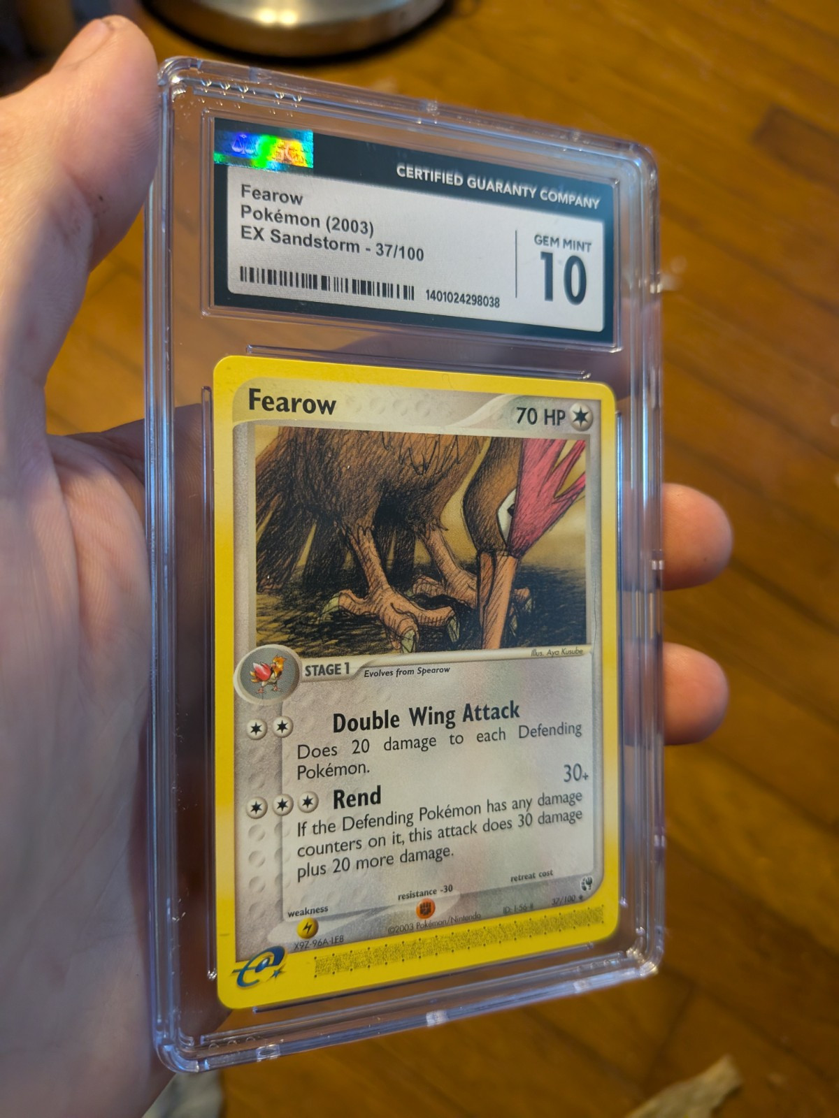 (POP 15) CGC 10 GEM MINT Fearow 37/100 EX Sandstorm Pokemon Card
