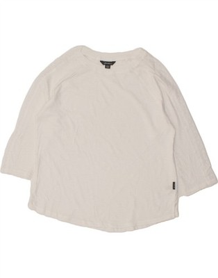 Eddie Bauer Damen Top 3/4 Arm UK 12 Medium Weiß Baumwolle CE88