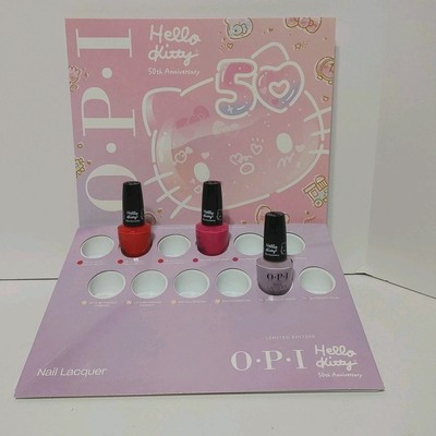 Hello Kitty OPI 50th Anniversary Nail Lacquer Polish Holder Includes 3 Polishes