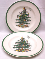 Pair Spode Christmas Tree 10 3/4" Dinner Plates