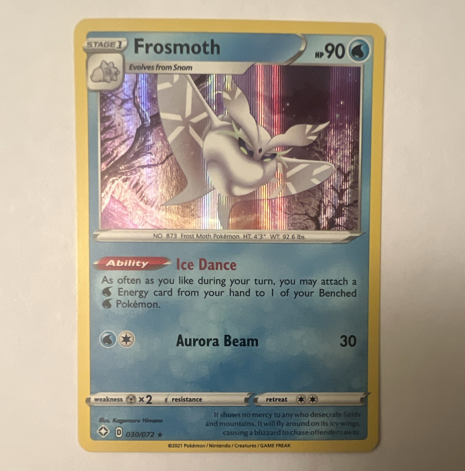 Frosmoth 030/072 Shining Fates Holo Rare Stage 1 HP 90