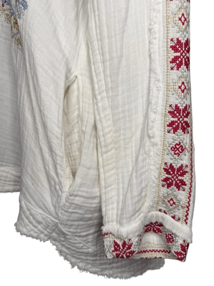 Blusa túnica pequeña Johnny Was Pete & Greta para mujer bolsillos colorida bordada Foto 4 de 4