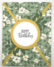 Stampin  Up Floral Sentiment Variety Card Kit-Set of 5, DSP, Die Cut Leaves
