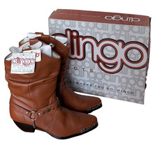 NOS Dingo Womens Western Boots 7M Burnt Mahogany Soft Leather Cowboy Country