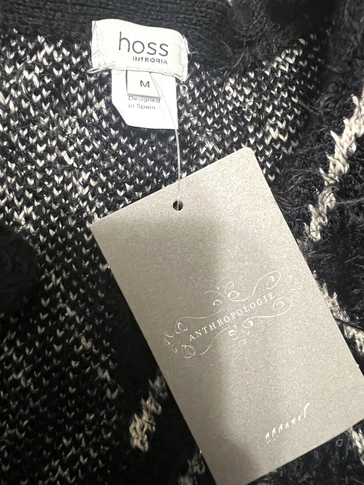 (NWT) HOSS Intropia Anthropologie Cardigan Sweater Wool Blend Black Motif Size M - Image 3 of 3