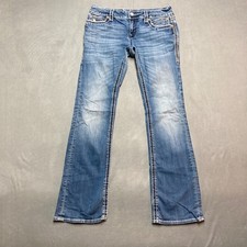 Rock Revival Jeans Womens 30 Blue Noelle Boot Easy Mid Rise Stretch Rhinestone