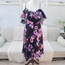 Boohoo Maternity Floral Pleated Midi Dress 14 Wedding Guest Occasion Party NWT