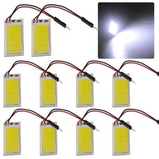 Cob Led Panel 10-pack 18-smd 40mm Dome Interior T10 Ba9s Festoon Adapters