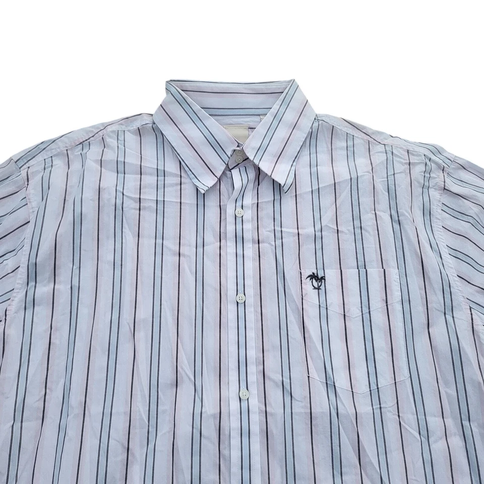 Camisa De Colección Y2K Unionbay Para Hombres 2XL XXL Blanca Rayas De Gran Tamaño Abotonada Verano Foto 2 de 4