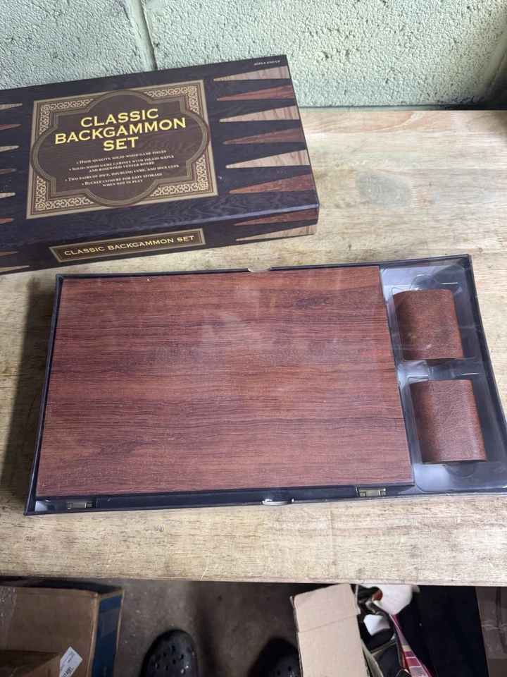SEALED Classic Backgammon Game Set Travel Size Solid Wood Game Pieces - Image 2 of 4
