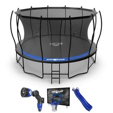 SpaceJump Lunar 14' Trampoline, Outdoor Ultimate Set with Slide, Hoop  Sprayer