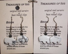 Howlite & Hematite Bison Earrings, pierced, NEW