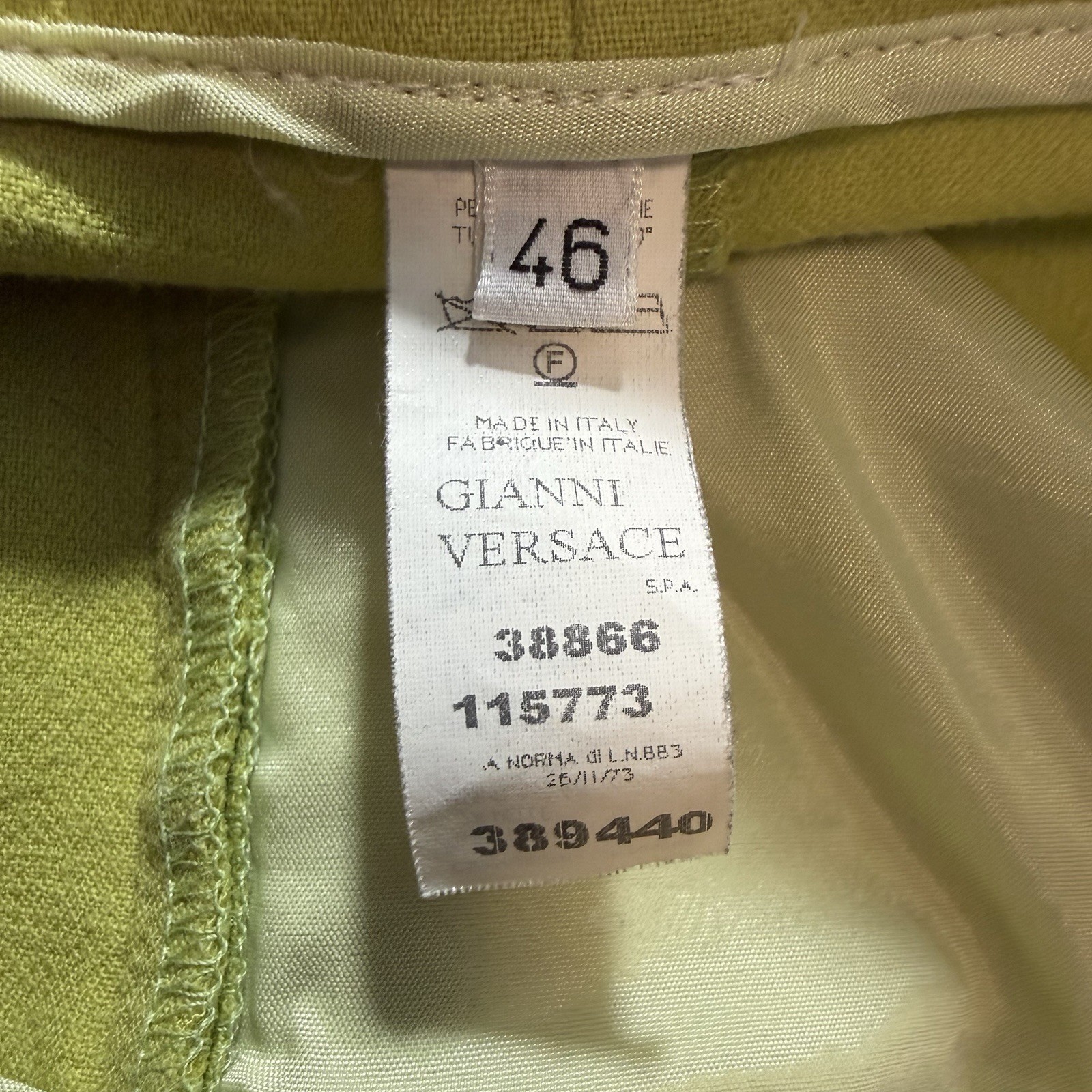 Vintage Gianni Versace Medusa Belt Wool Trousers Chartreuse IT 46 Italy image 10