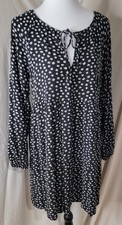 American Eagle Womens Medium Tall Black Floral Babydoll Dress 100% Viscose