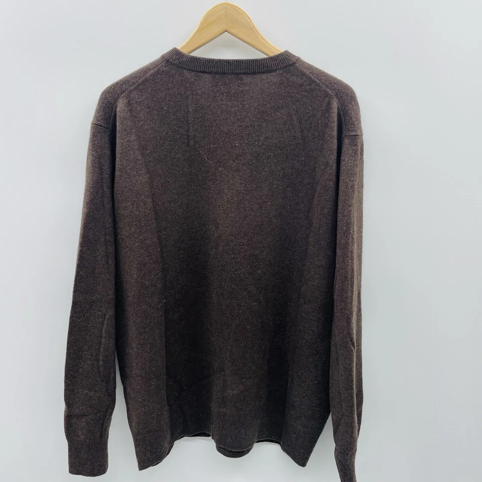 Allen Solly Mens Size XL 100% Cashmere V Neck Long Sleeve Sweater in Brown - Image 3 of 4