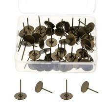 50Pcs Thumb Tacks 3/4"x1-3/16" Flat Head Upholstery Push Pins Bronze